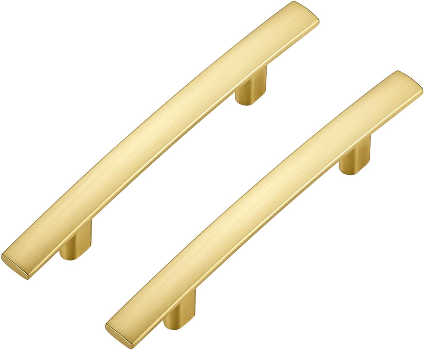 5 Pack Cabinet Handles 3" Hole Center - Curved Cabinet Pulls Brushed Brass Drawer Pulls for Kitchen Cupboard Solid Handles for Dresser Drawer Arch Closet Hardware