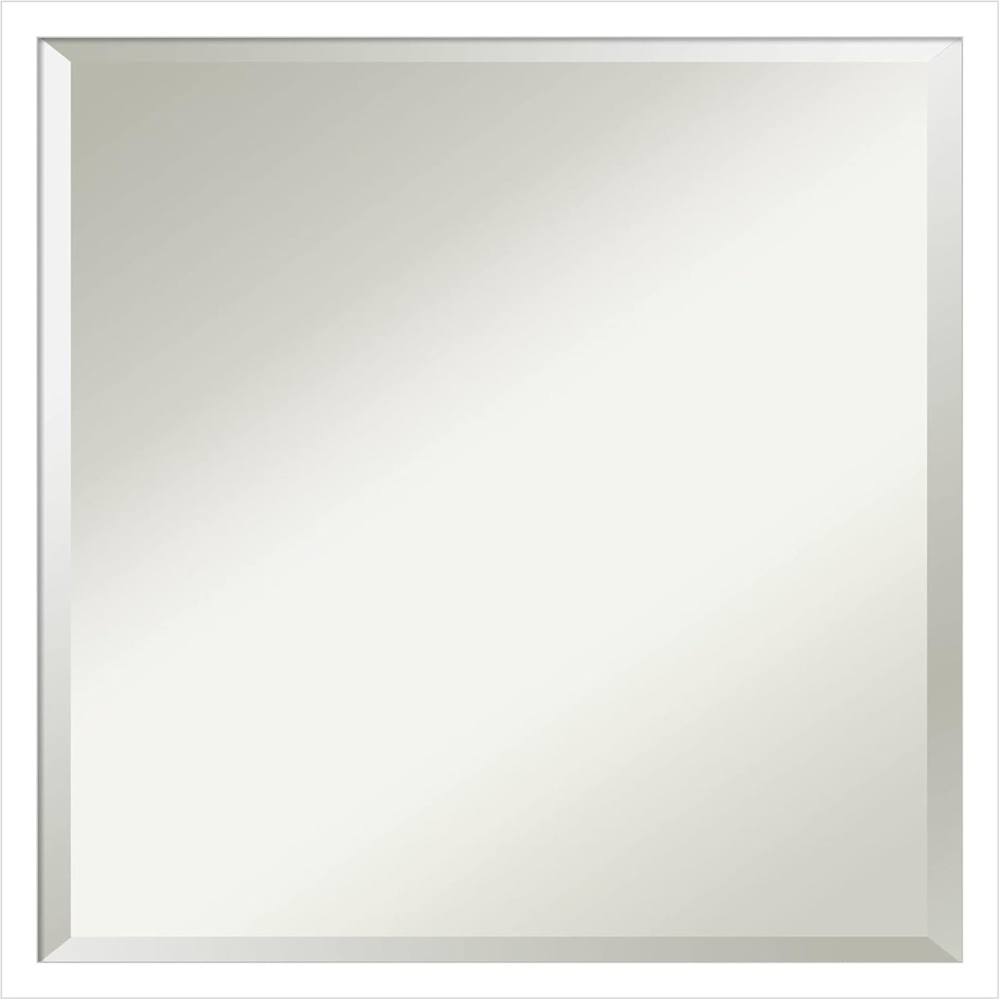 Amanti Art White Bathroom Mirror for Over Sink, 22x22 Svelte White Square Vanity Mirror, Medium Modern Contemporary Wood Frame, Hangs Horizonally and Vertically, Bathroom Wall Decor, Beveled Edge