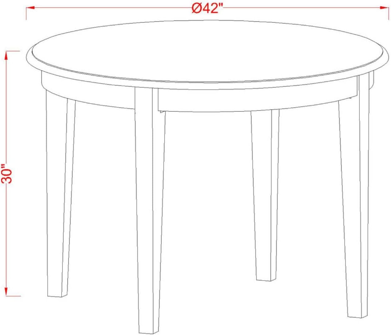 East West Furniture BOAD3-LWH-LC 3 Piece Dining Table Set for Small Spaces Contains a Round Kitchen Table and 2 Faux Leather Kitchen Dining Chairs, 42x42 Inch, Linen White