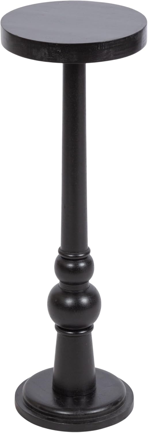 Kate and Laurel Wegner Traditional Wooden Round Drink Table, 8 x 23, Black, Elegant and Durable Pedestal Table for Use as Small Drink Table, Plant Stand, or Decorative Item Display
