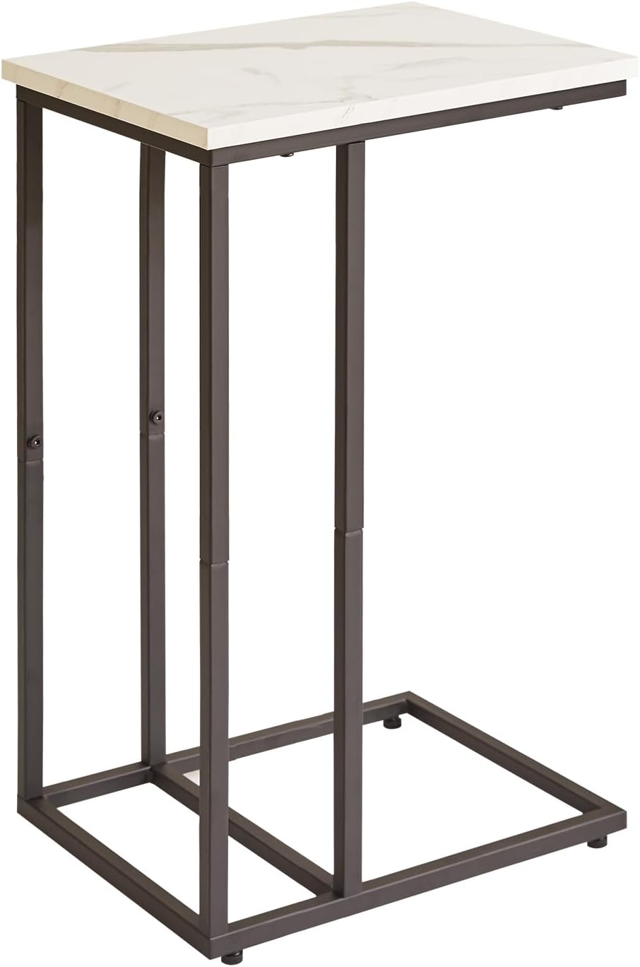 Side Table Small End Table C Shaped, Slide Under Laptop Desk for Couch, Living Room Side Table, TV Trays for Eating on Couch, Faux Marble+Black YD-TM051B