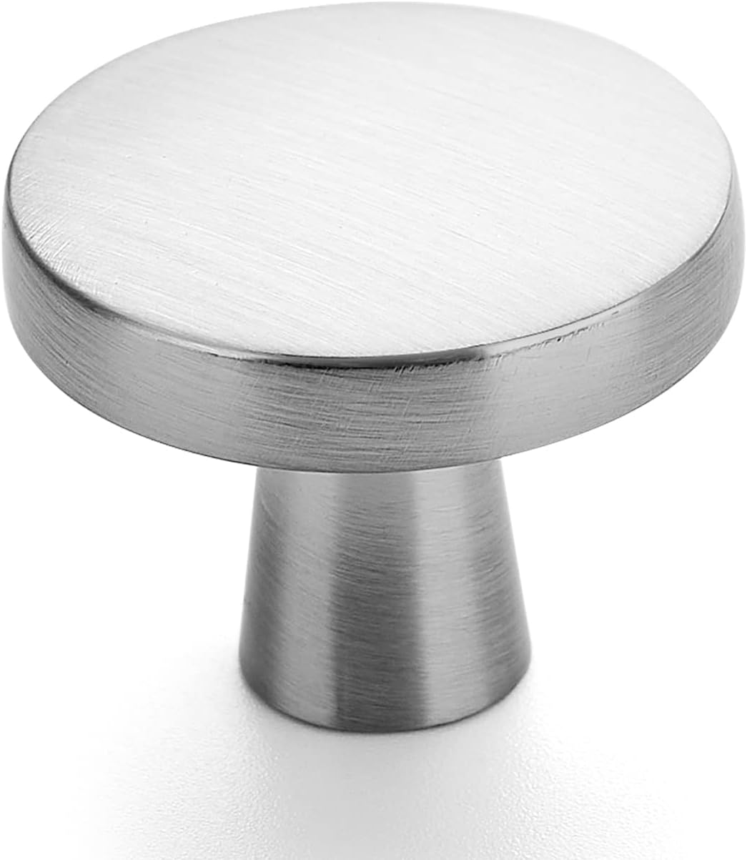 Ravinte 50 Pack Drawer Pulls 1-1/4 Inch Kitchen Cabinet Knobs Brushed Nickel Round Dresser Drawer Knobs Solid Dresser Knobs Drawer Knobs Simple Cabinet Hardware for Cupboard Drawer Pulls
