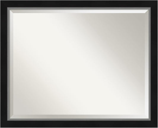 Amanti Art Black Bathroom Mirror for Over Sink, 25x31 Eva Black Silver Narrow Rectangle Vanity Mirror, Large Modern Contemporary Frame, Hangs Horizonally and Vertically, Bathroom Wall Decor, Beveled