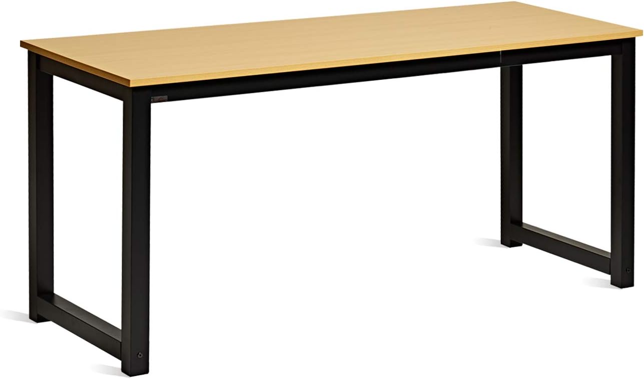 Decoholic 63 Inch Computer Desk, Home & Office PC Laptop Study Writing Table Workstation with Leg Bars, Modern Simple Industrial Style,Oak