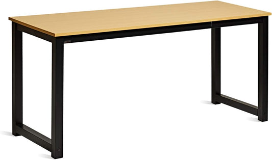 Decoholic 63 Inch Computer Desk, Home & Office PC Laptop Study Writing Table Workstation with Leg Bars, Modern Simple Industrial Style,Oak