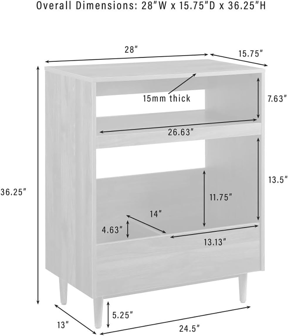 Crosley Furniture Liam Turntable Record Player Stand with Storage for Vinyl Records, Mid Century Modern, Black
