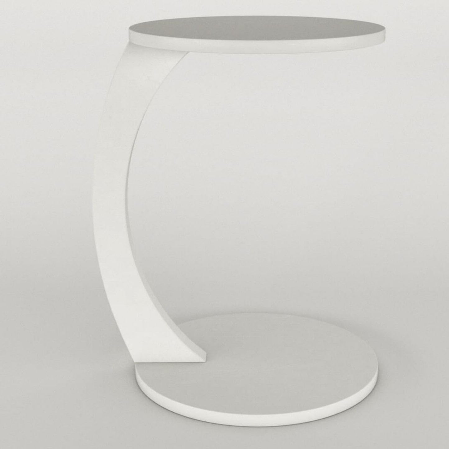 C Shaped End Table for Couch Small Places, Space Saver Round Side Table for Sofa and Bedside with Wheel, Coffee and Eating Snack Time Tray for Living Room, Office (White)