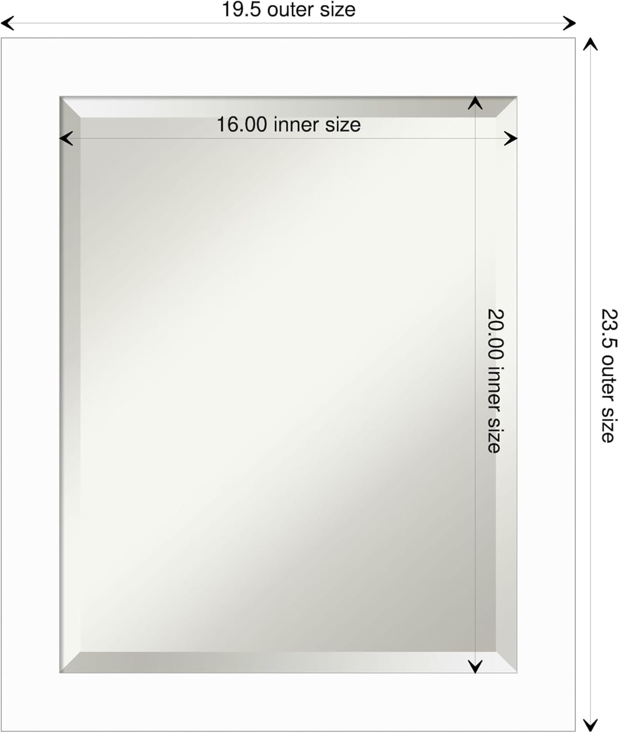 Amanti Art White Bathroom Mirror for Over Sink, 24x20 Basic White Narrow Rectangle Vanity Mirror, Small Casual Wood Frame, Hangs Horizonally and Vertically, Bathroom Wall Decor, Beveled Edge from WI