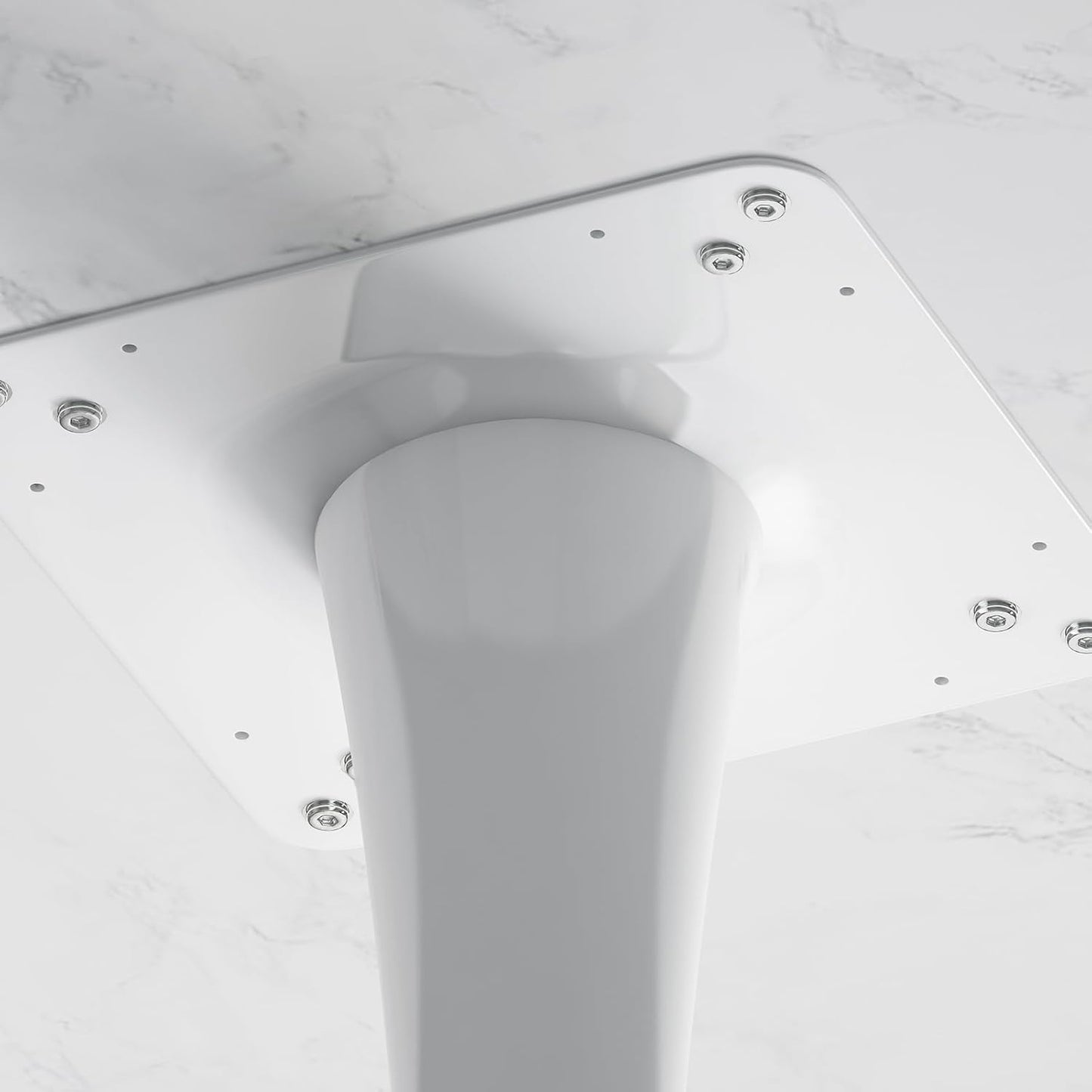 31.5 in Hexagonal Pedestal Dining Table for 2, Small Tulip Bistro Table with Metal Base, Space Saving Breakfast Nook Furniture for Home Cafe Apartment, Marble White