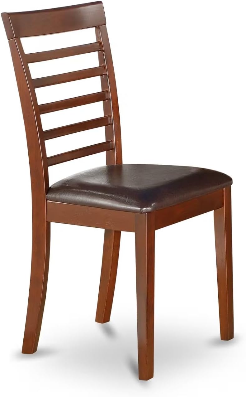 East West Furniture CAML5C-MAH-LC 5 Piece Dining Room Furniture Set Includes a Rectangle Kitchen Table and 2 Faux Leather Dining Chairs with 2 Benches, 36x60 Inch, Mahogany