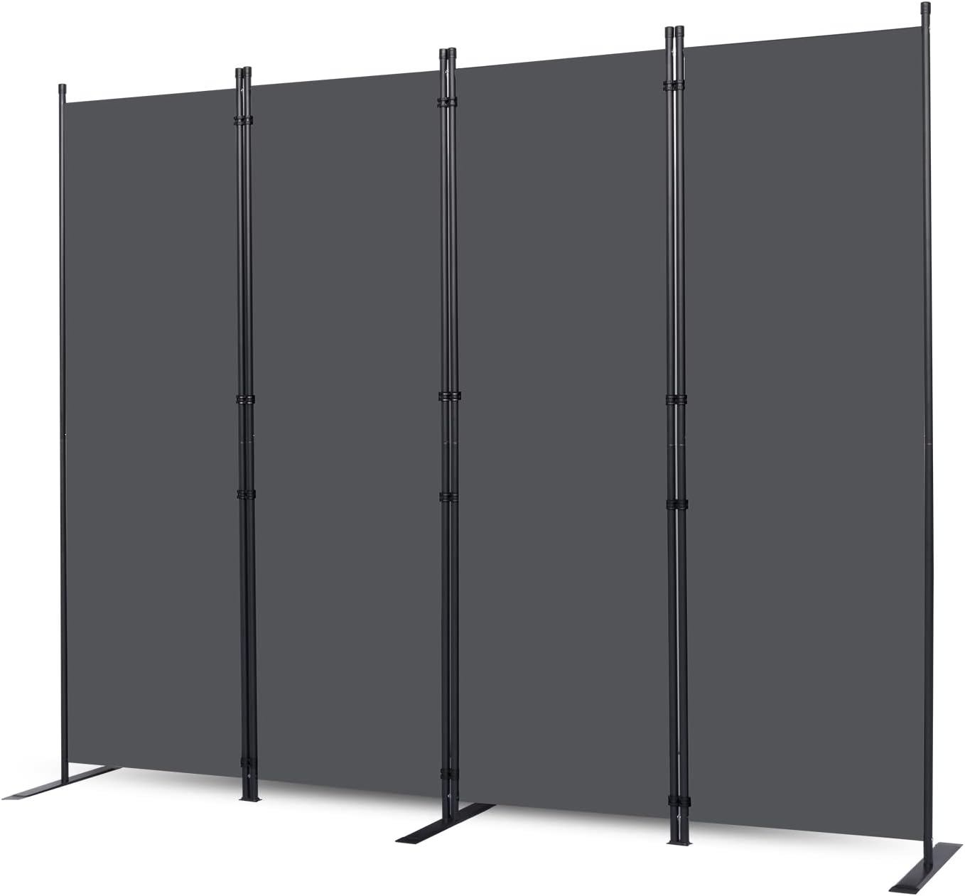 Wall Divider, 4 Panel Room dividers and Folding Privacy Screens with Wider Support Feet, 6 Ft Portable Privacy Screen for Room Separator, 88" W X 71" H, Grey
