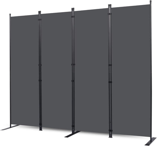 Wall Divider, 4 Panel Room dividers and Folding Privacy Screens with Wider Support Feet, 6 Ft Portable Privacy Screen for Room Separator, 88" W X 71" H, Grey