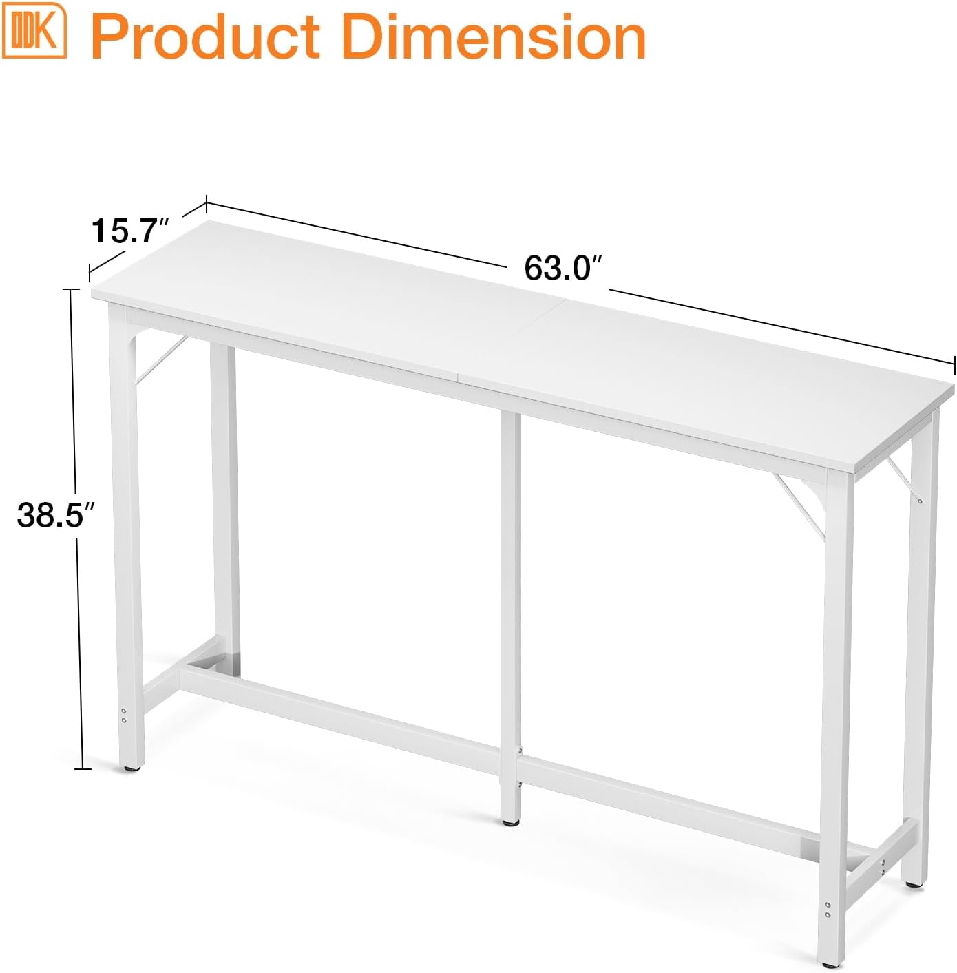 ODK 63 inch Bar Table, Bar Height Pub Table, Counter Height Bar Table, Rectangular High Top Kitchen & Dining Counter Tables with Sturdy Legs & Easy-to-Clean Top, Indoor use, White