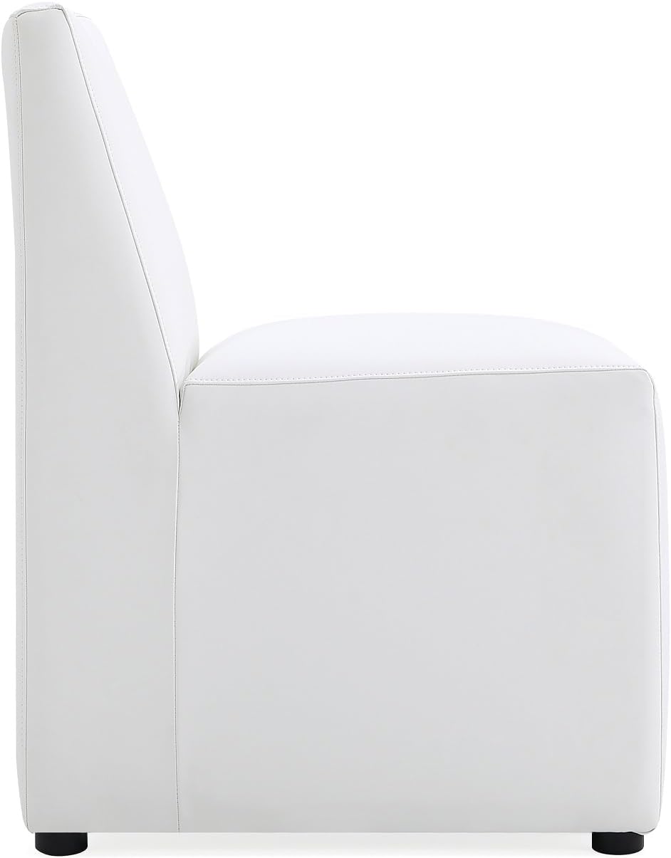 Manhattan Comfort Anna Square Modern Dining Chair with Head to Toe Faux Leather Upholstery and Plastic Foot Padding, Luxury Accent Furniture, Set of 1, Cream