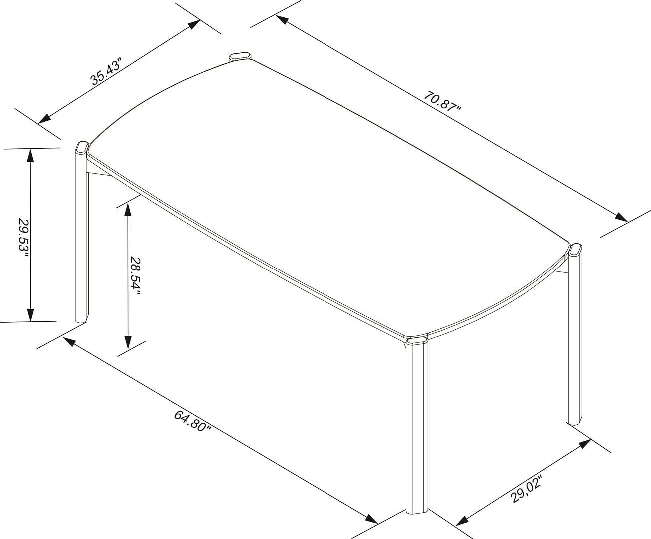 Manhattan Comfort Gales 70-Inch Mid Century Modern Dining Table for 6 Persons, Unique Minimalist Home Furniture with Solid Eucalyptus Wood Legs, Matte Black