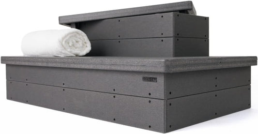 Heavy Duty Hot Tub Steps with Storage - Waterproof, Non-Slip & No Maintenance - Large 700LBS Load Capacity - Multi Angle Access - Ideal for Spa Steps, Hot Tub Stairs - Gray Spa Step for Outdoor
