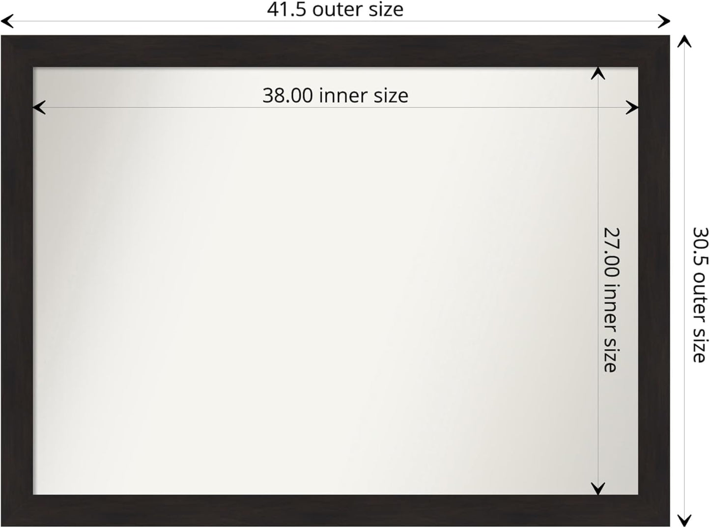 Amanti Art Brown Bathroom Mirror for Over Sink, 33x44 Furniture Espresso Rectangle Vanity Mirror, X-Large Casual Frame, Hangs Horizonally and Vertically, Bathroom Wall Decor, Non-Beveled Edge