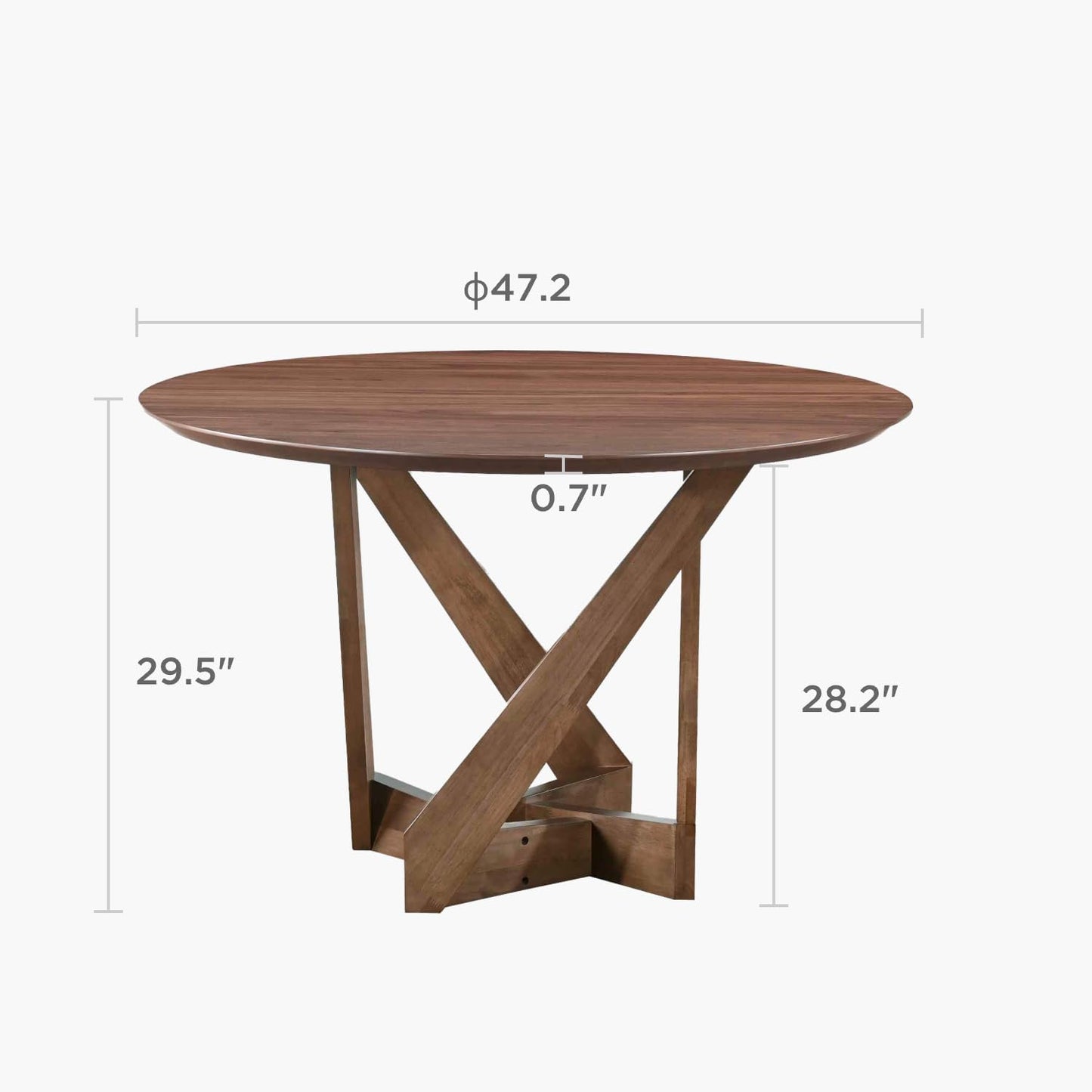 Acanva 47" Small Round Dining Table for 4 Person, MDF Top and Sturdy Wood Base Structure, Modern Design for Kitchen, Compact Space & Apartment, Walnut Brown
