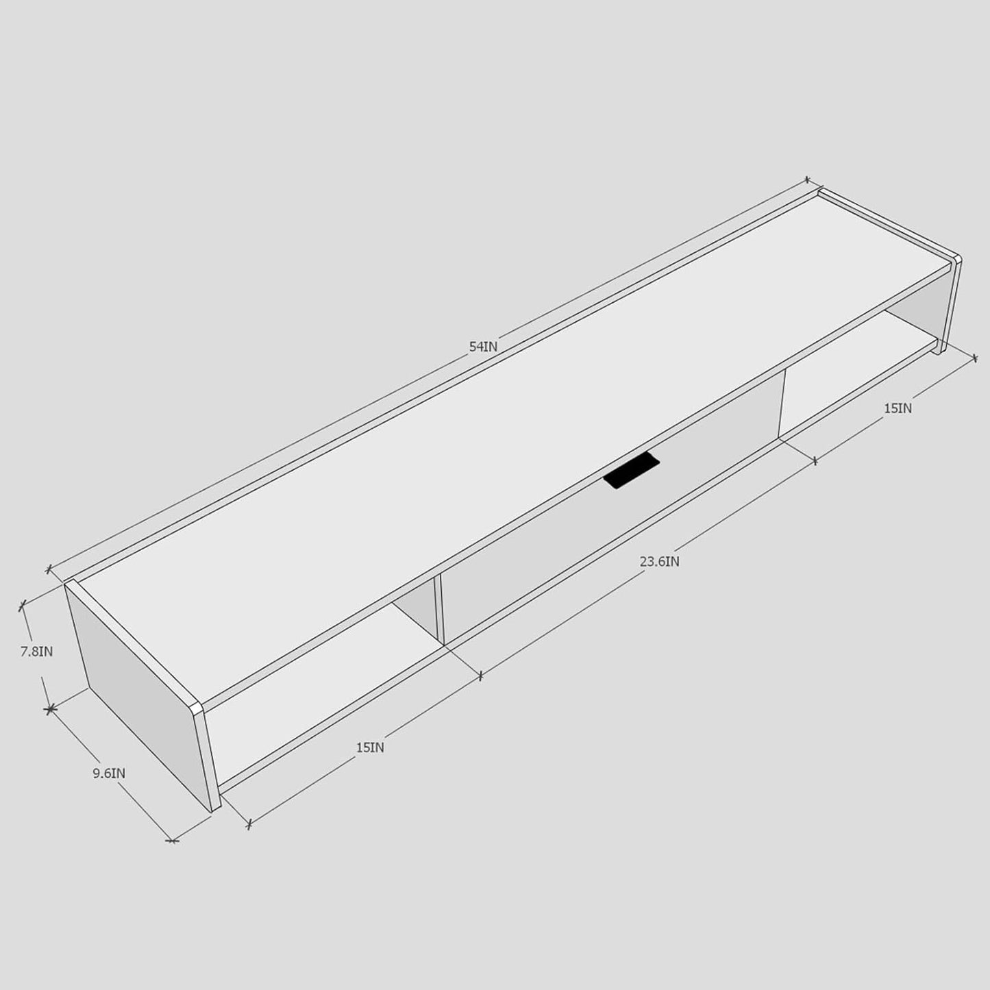 55'' Floating TV Stand,Wall Mounted TV Console,Floating TV Cabinet,Under TV Shelf for Bedroom Living Room(Walnut)