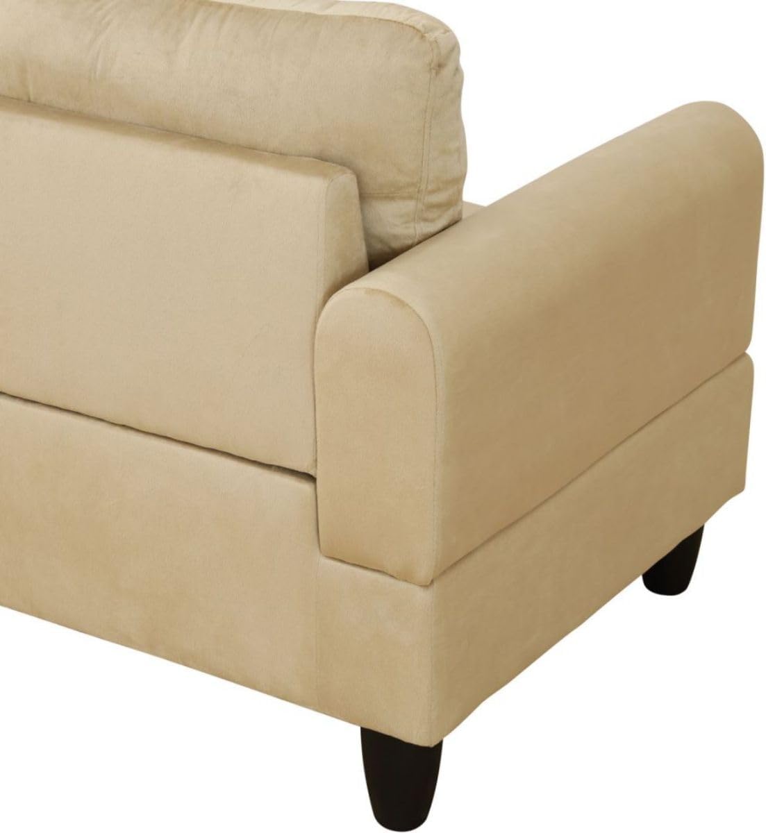 Beige L-Shaped 3-Piece Flannel Sofa with Storage Ottoman Set, Sectional Couch Sofa Set for Living Room, Office, Small Space