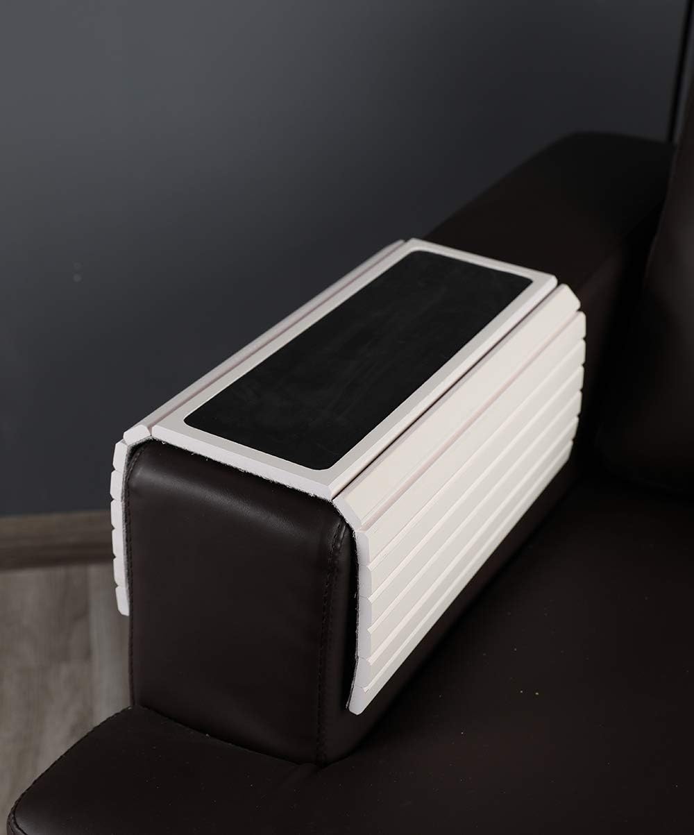 GEHE Sofa Arm Tray Table for Couch Flexible/Foldable Sofa Tray Couch arm Table Perfect for Drinks Snacks Remote Control or Phone Great arm Tray for Couch armrest (White)