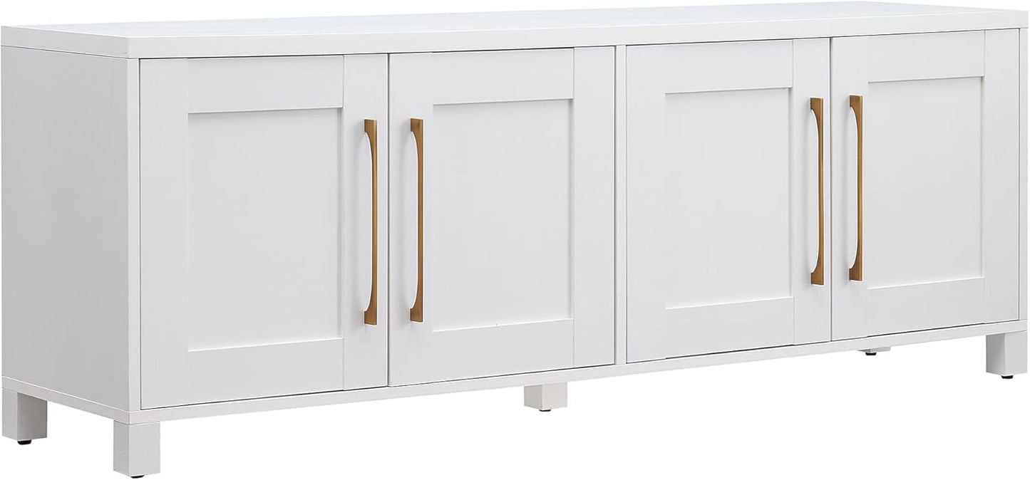Henn&Hart Rectangular TV Stand for TV's up to 80" in White, TV Stands for the Living Room