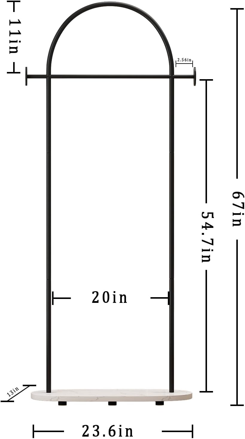 Black Clothing Rack, Modern Clothes Rack with Shelf, Heavy Duty Freestanding Coat Rack, Metal Coat Hanger Stand with Hooks for Boutique Office