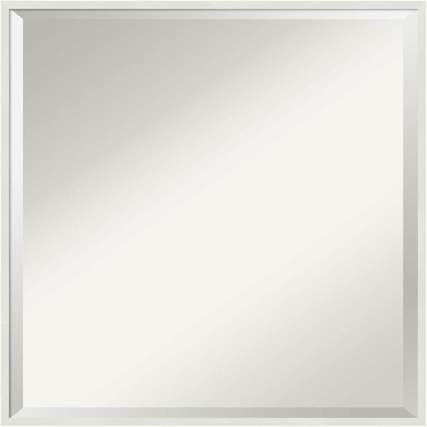 Amanti Art White Bathroom Mirror for Over Sink, 21x21 Lucie White Square Vanity Mirror, Medium Modern Wood Frame, Hangs Horizonally and Vertically, Bathroom Wall Decor, Beveled Edge from WI, USA