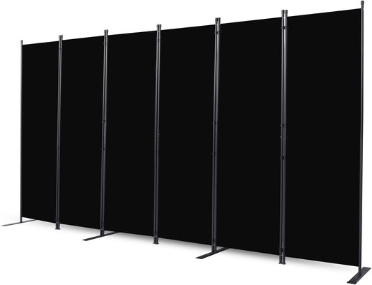 Room Divider, 6 Panel Folding Privacy Screens with Wider Support Feet, 6 Ft Portable Room Partition for Room Separator, 132" W X 71" H, Black