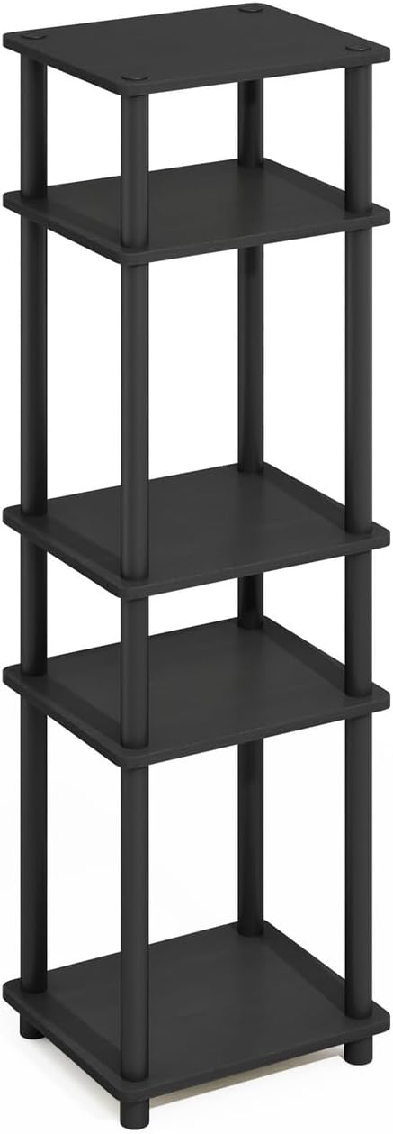 Furinno Turn-N-Tube Easy Assembly Stackable Standing Shelf, Americano/Black