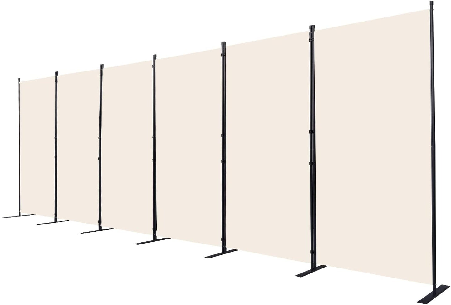 Room Divider, 6 Panel Folding Privacy Screens with Wider Support Feet, 6 Ft Portable Room Partition for Room Separator, 204" W X 71" H, Beige