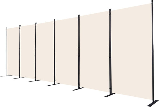 Room Divider, 6 Panel Folding Privacy Screens with Wider Support Feet, 6 Ft Portable Room Partition for Room Separator, 204" W X 71" H, Beige