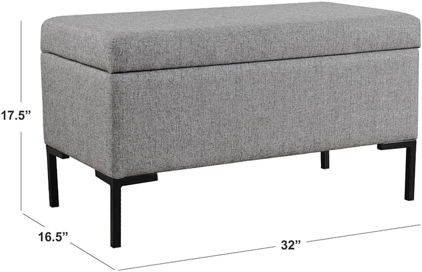 HomePop Upholstered Storage Bench with Metal Leg|Homepop Home Décor|Bench with Storage for Living Room & Entryway - Gray Woven