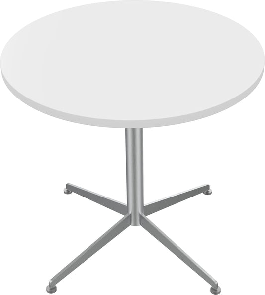 White Dining Table Round Small Office Table Conference Table Coffee Meeting Table w/Stainless Steel X-Shaped Pedestal for Office Boardroom Kitchen Living Room 31.5 inch