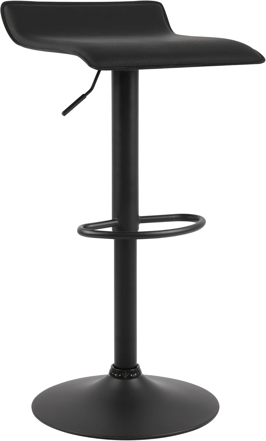 NOBPEINT Contemporary Chrome Air Lift Adjustable Swivel Bar Stool with Black Base, Set of 2, Black