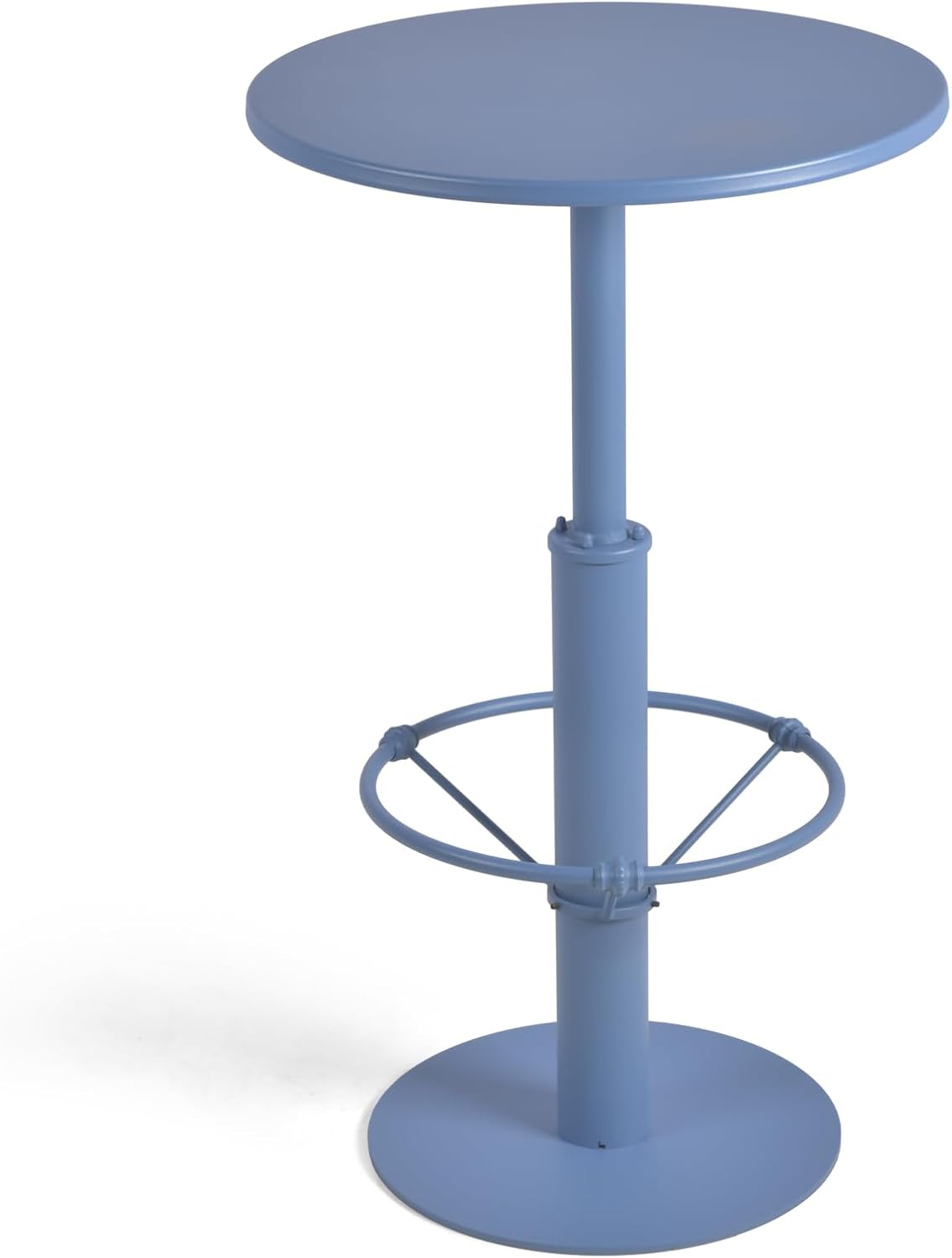 42" Tall Modern Industrial Bar Table-23.6" Dia Round Metal Top Bar Height Adjustable Standing Pub Table-Dining Room Bistro Table-Cocktail Table (Pigeon Blue)