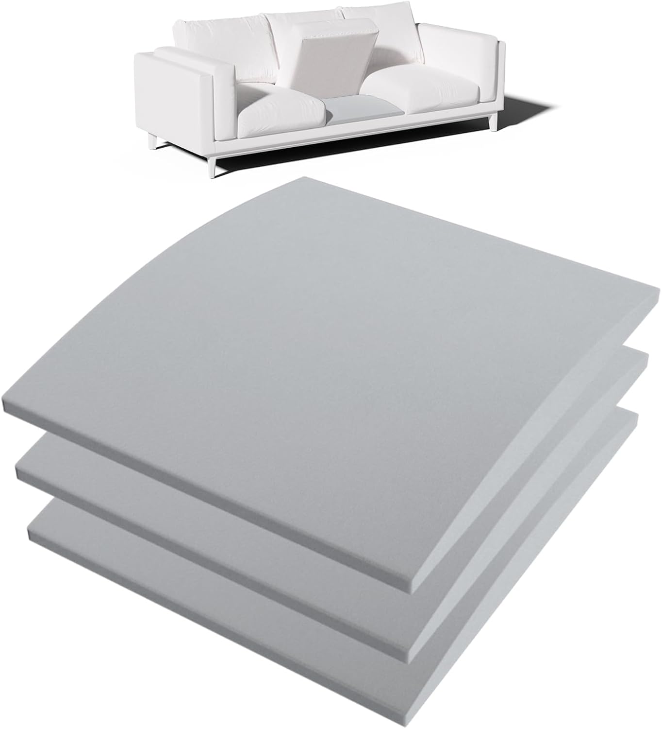 Couch Cushion Support for Sagging Seat – 3 Pack 20x20x3.15 Inch Sofa Cushion Board Saver & Replacement Insert for Saggy Couch or Chair, Quick No-Tool Install with 40D Memory Foam