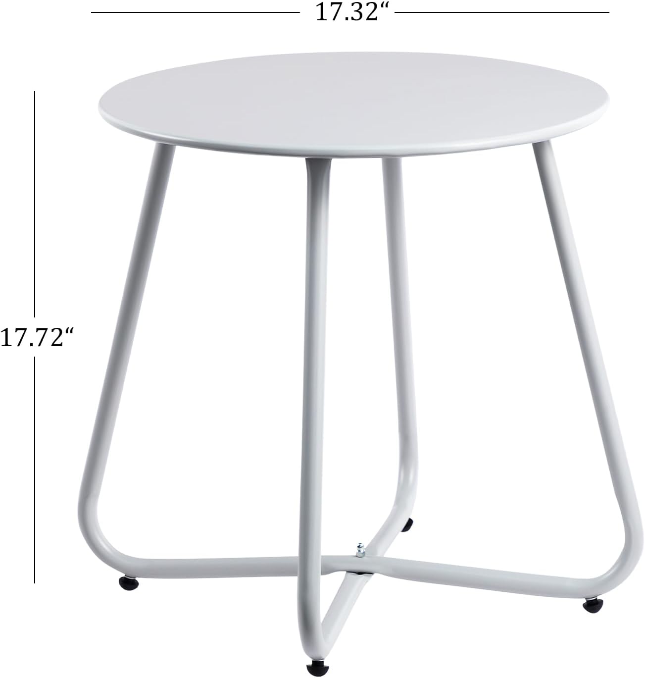 HollyHOME Round Metal Side Table, Rust-Resistant Patio Small Plant Stand, Outdoor 17.32'' Portable End Table for Balconies, Gardens, Living Rooms and Bedrooms, Grey