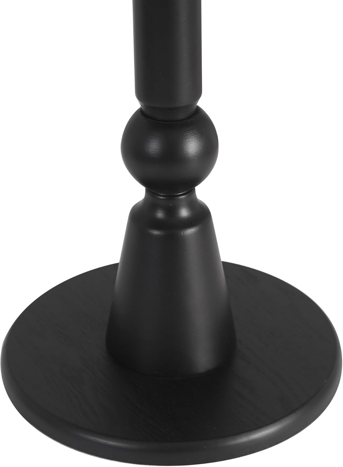 Round Side Table, 11.6 Inch Modern Accent End Table with Pedestal Base, Natural Wood (Black)