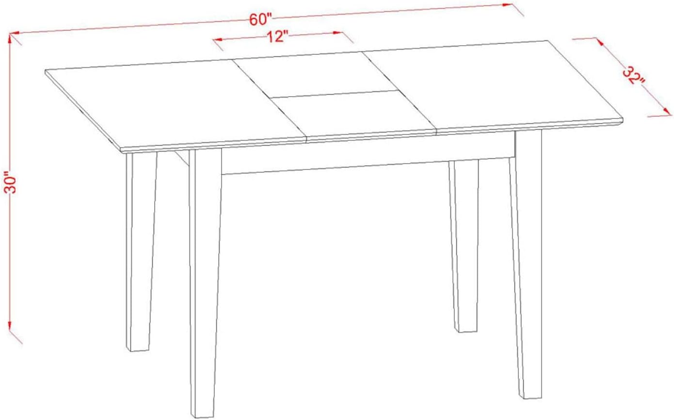East West Furniture PSCL3-MAH-C 3 Piece Modern Dining Table Set Contains a Rectangle Wooden Table with Butterfly Leaf and 2 Linen Fabric Upholstered Chairs, 32x60 Inch, Mahogany