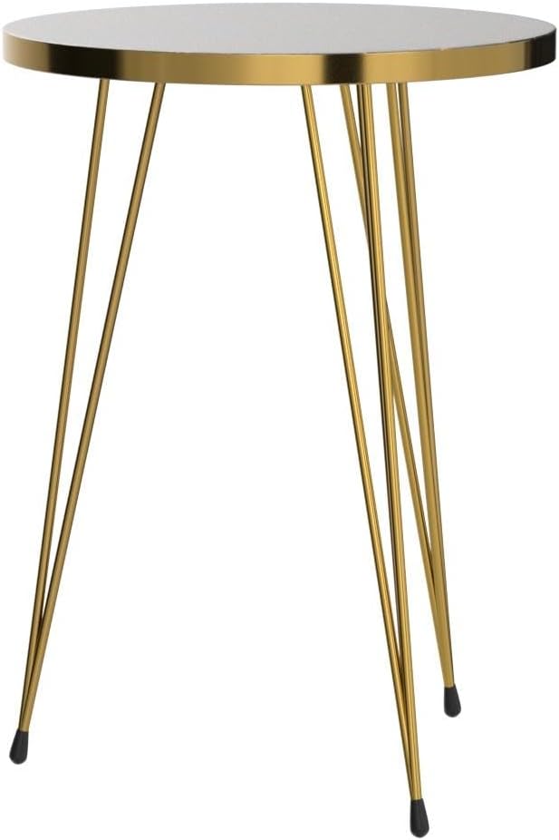 PAK HOME Set of 2 High Gloss Brown Marble Look End Tables Round Wood Sofa Side Coffee Tables for Small Spaces, Nightstand Bedside Table for Bedroom, Living Room, Office