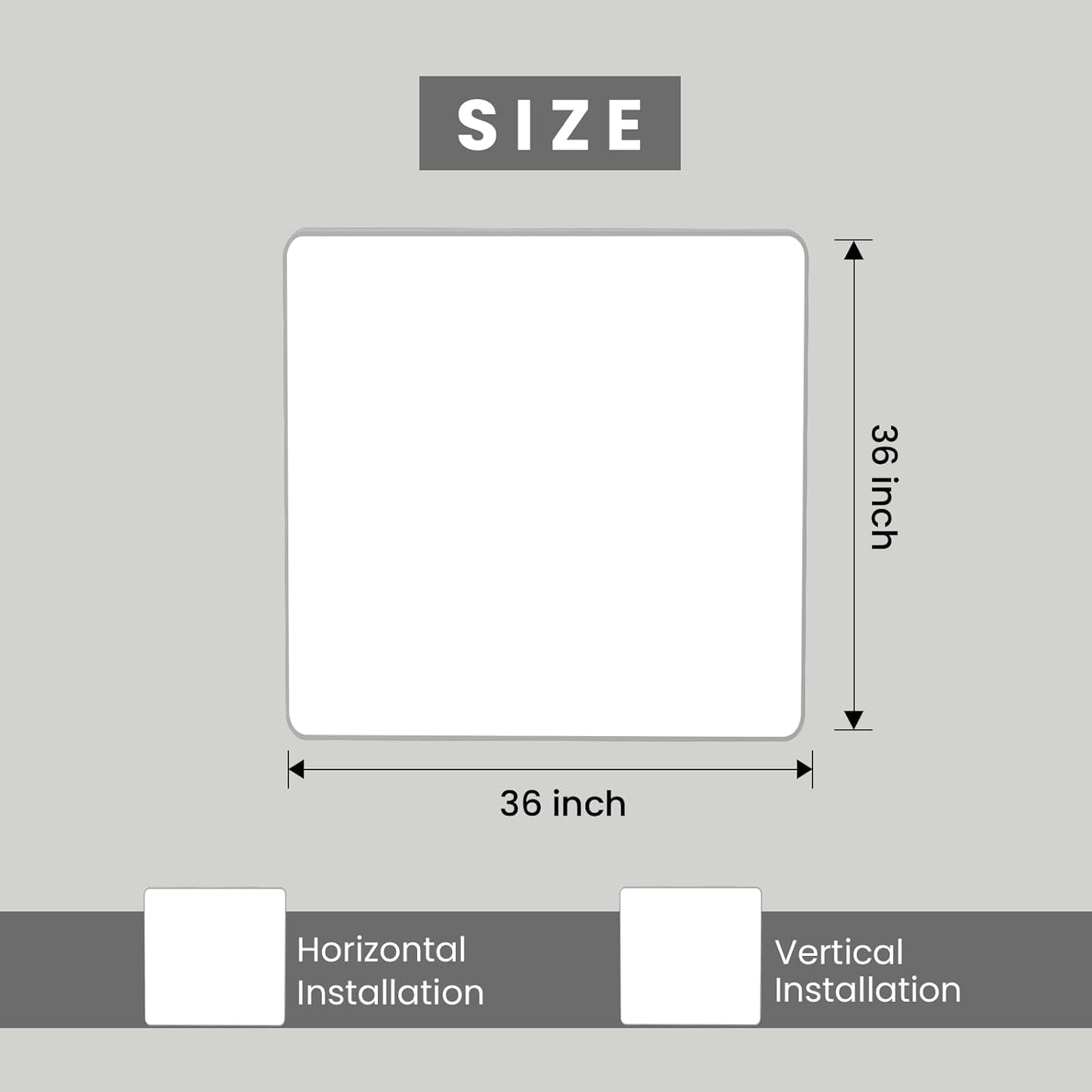 Brushed Nickel Bathroom Mirror 36x36 Inch, Brushed Silver Metal Frame Mirror Wall Mounted, Rounded Bathroom Vanity Mirror, Tempered Glass, Anti-Rust, Horizontal/Vertical