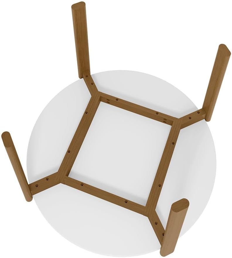 Manhattan Comfort Gales 46-Inch Mid Century Modern Round Dining Table for 2-4 Person, Minimalist Home Furniture with Solid Eucalyptus Wood Legs, Matte White