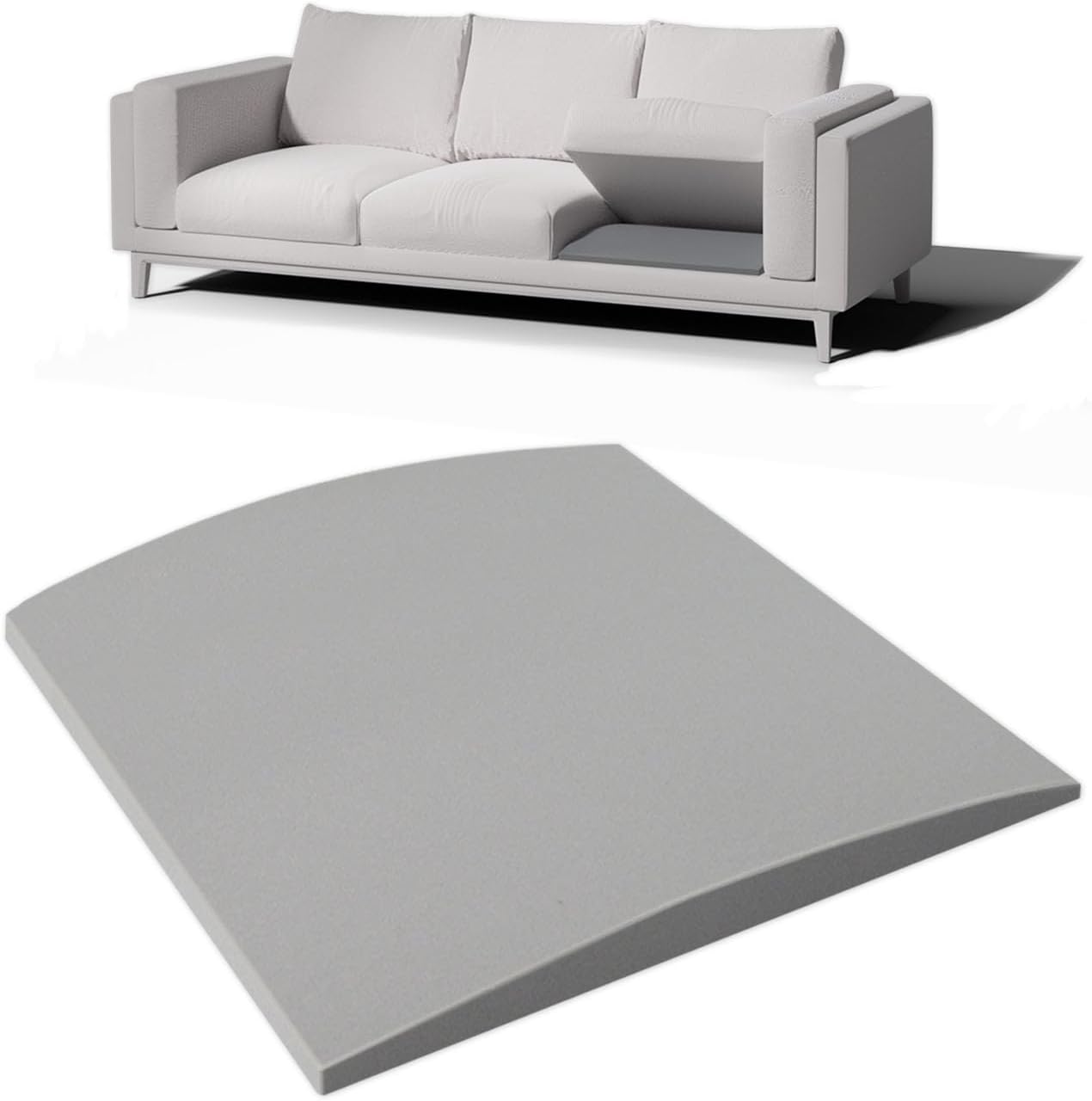 Couch Cushion Support for Sagging Seat - 20" x 20" High-Density Curved Foam Sofa Cushion Support Board, Couch Supporter for Under The Cushions, Grey Set of 1