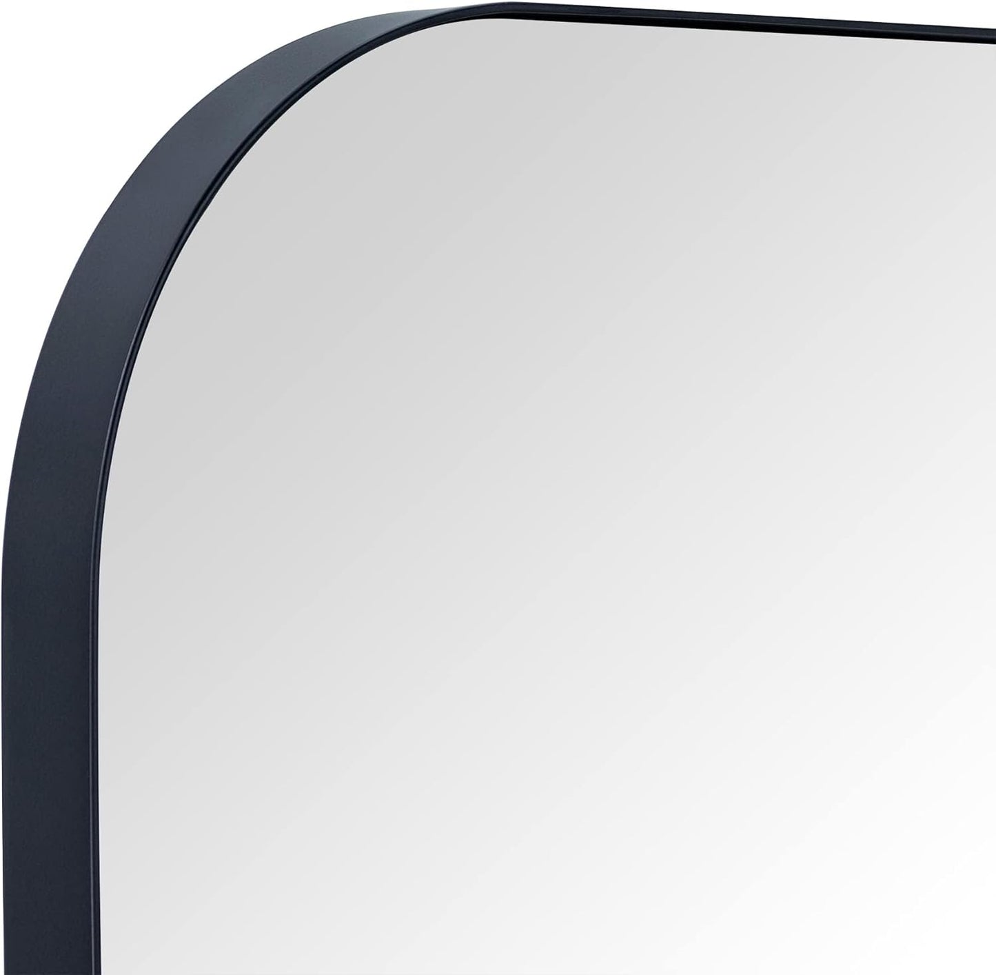 34x40'' Large Matte Black Arched Mantel Mirror Rounded Corner Wall Mirror for Bathroom, Living Room or Powder Room