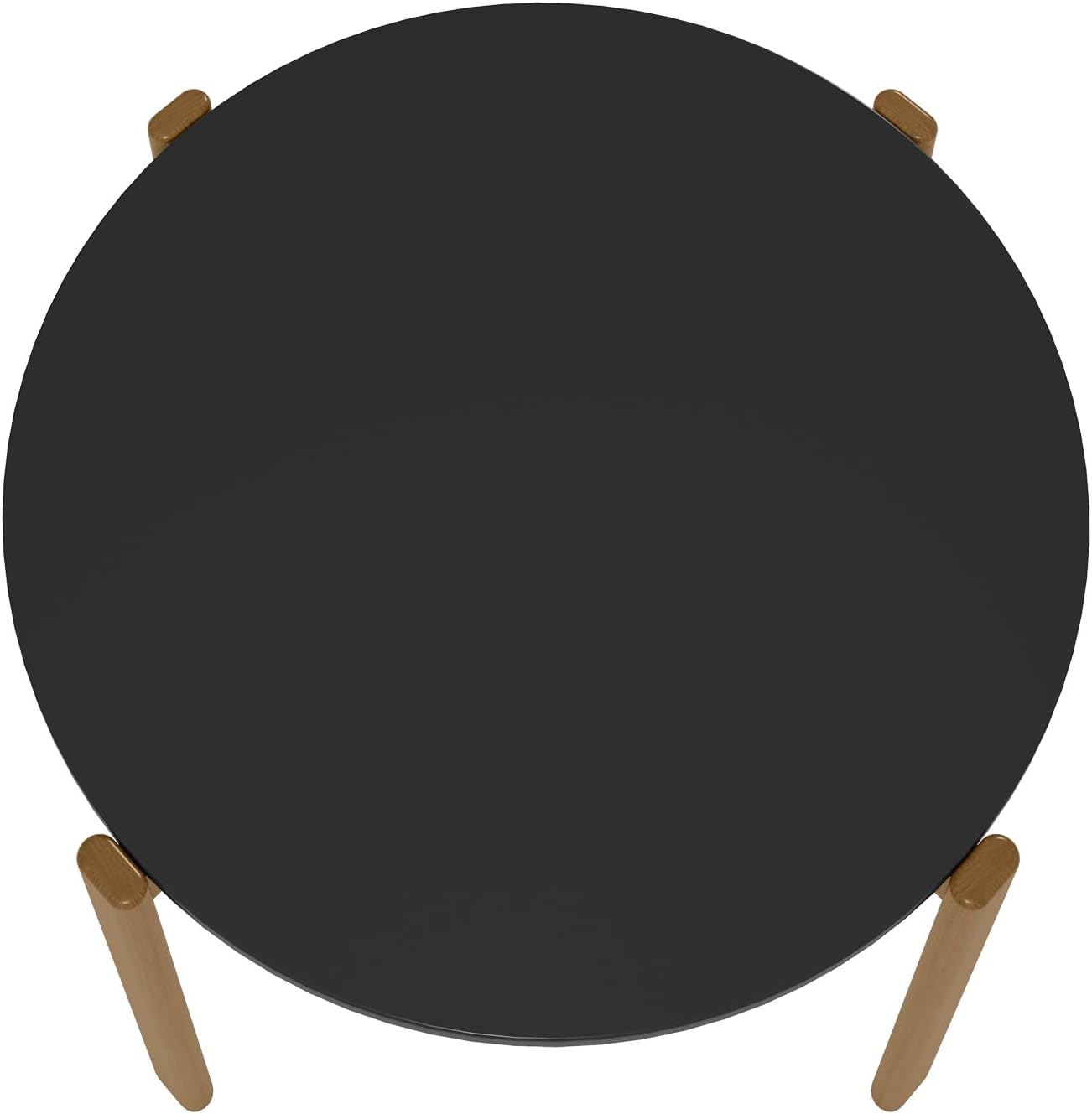 Manhattan Comfort Gales 46-Inch Mid Century Modern Round Dining Table for 2-4 Person, Minimalist Home Furniture with Solid Eucalyptus Wood Legs, Matte Black