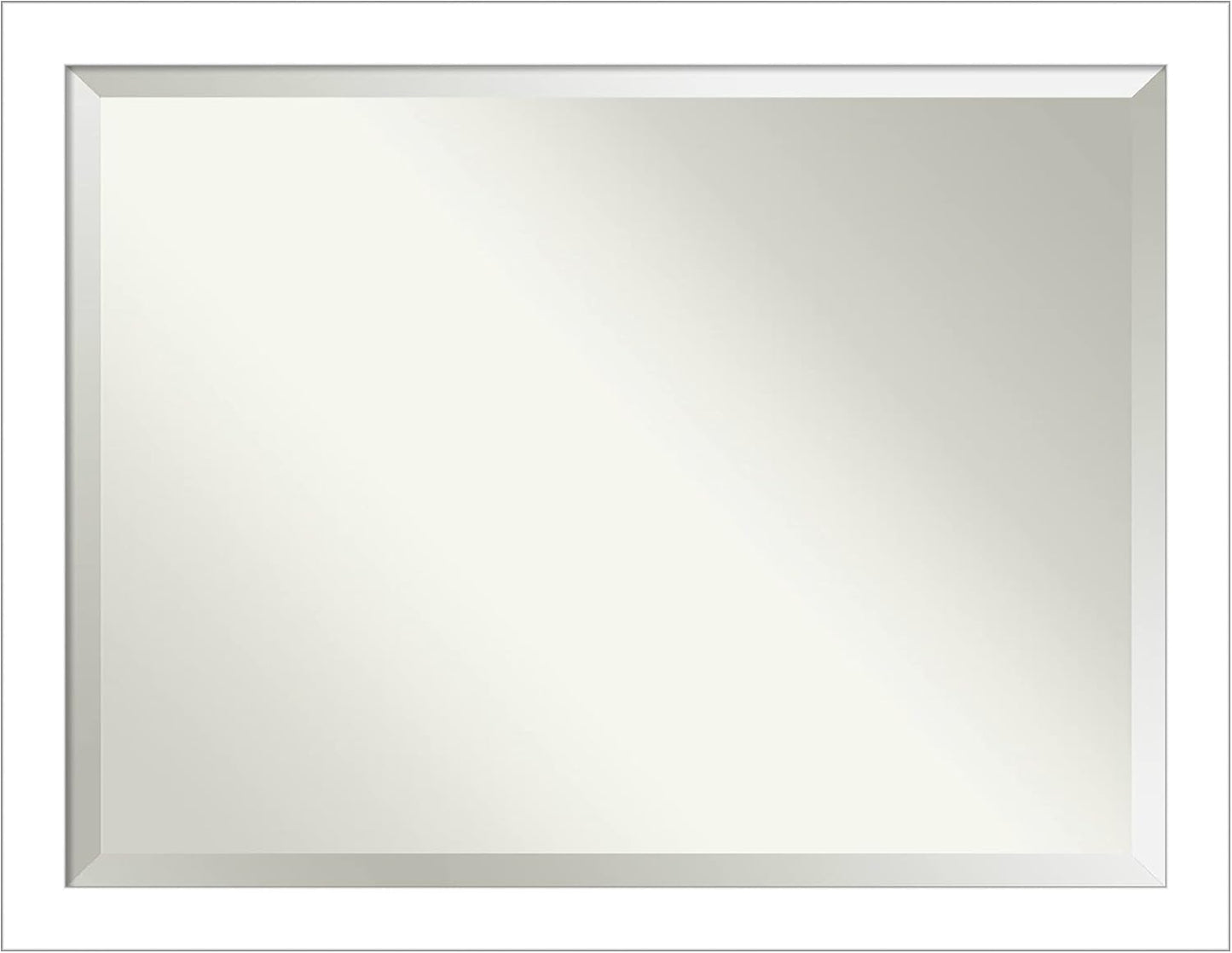 Amanti Art White Bathroom Mirror for Over Sink, 34x44 Wedge White Rectangle Vanity Mirror, X-Large Modern Contemporary Frame, Hangs Horizonally and Vertically, Bathroom Wall Decor, Beveled Edge