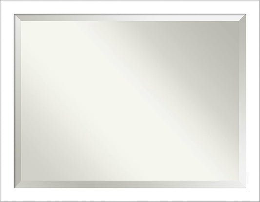 Amanti Art White Bathroom Mirror for Over Sink, 34x44 Wedge White Rectangle Vanity Mirror, X-Large Modern Contemporary Frame, Hangs Horizonally and Vertically, Bathroom Wall Decor, Beveled Edge