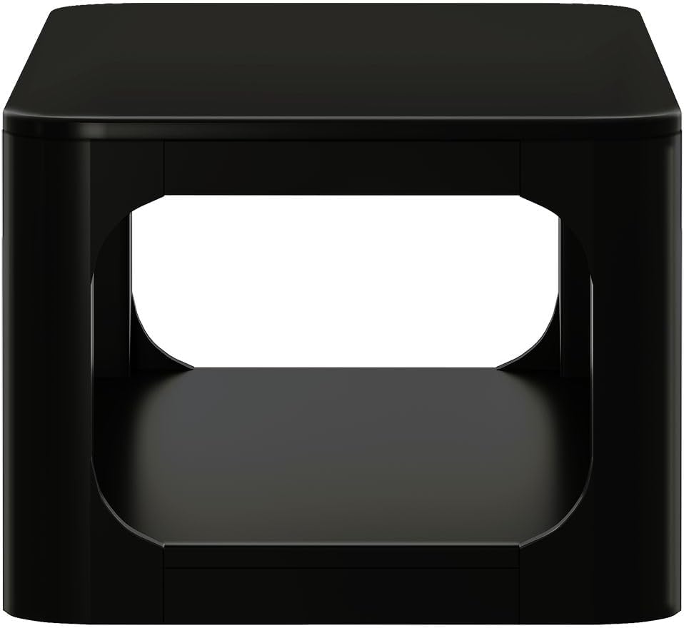 Plank+Beam Forma Coffee Table, Solid Wood 48 Inch Modern Coffee Table with Shelf, Contemporary Center Table with Storage Space, Rectangle Tea Table with Storage, Black