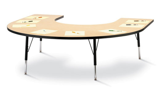 Jonti-Craft Berries 6445JCA011 Horseshoe Activity Table, A-Height (24"-31" Adjustable Height), 66" x 60", Maple/Black/Black